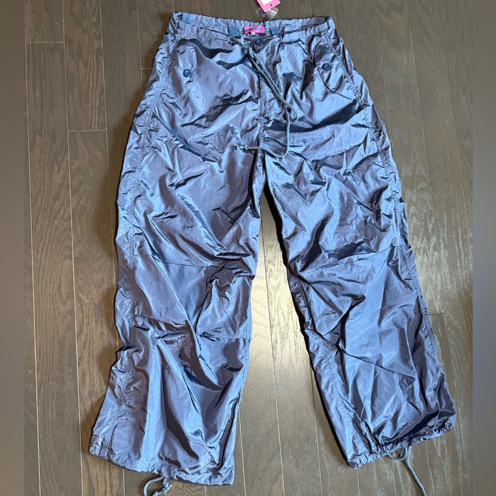Edikted women's Shiny Blue Cargo Pants